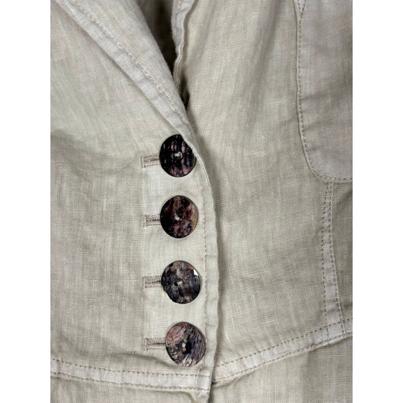 Soft Surroundings Eza Jacket Linen Notch Collar Button Front 3/4 Sleeve Cream L - Picture 4 of 7